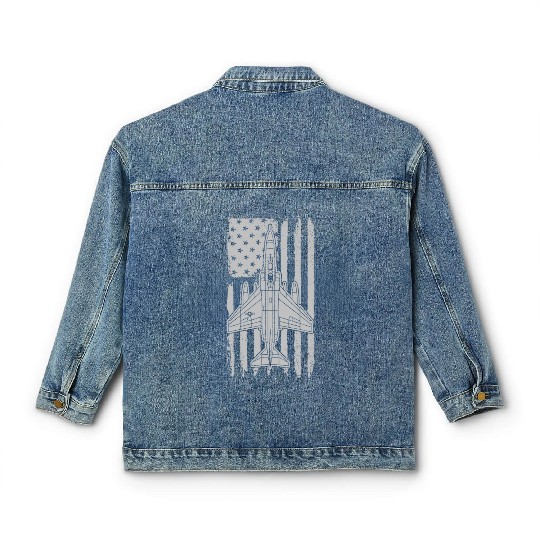 F-4 Phantom Fighter Jet Airplane American Flag F4 Classic Women's Denim Jackets