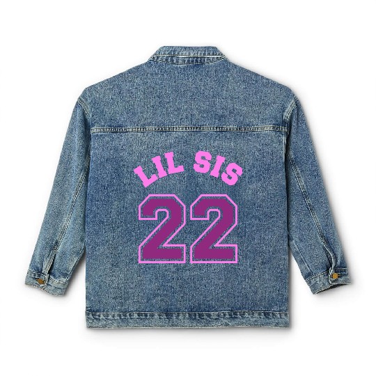 Lil Sis 2022 Little Sister Baby Family Birth Child Classic Women's Denim Jackets