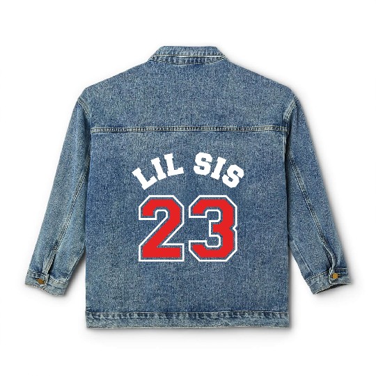 Lil Sis 2023 Little Sister Baby Family Birth Child Classic Women's Denim Jackets