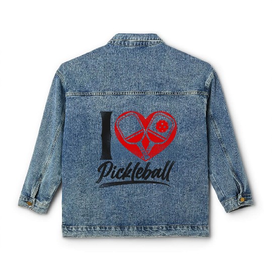 Pickleball Heart I Love Pickleball Classic Women's Denim Jackets