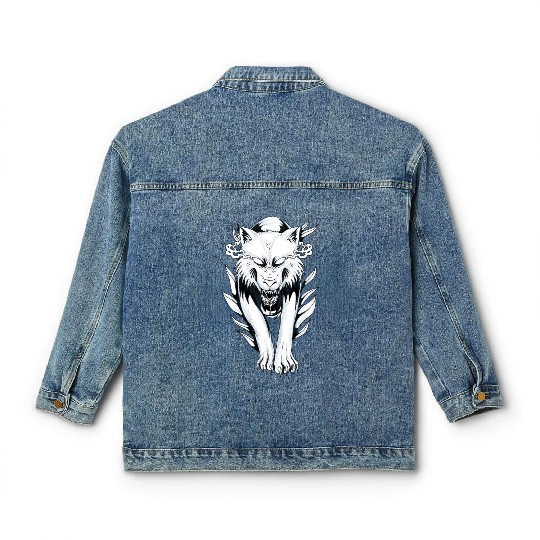 Angry Demon Wolf Classic Women's Denim Jackets