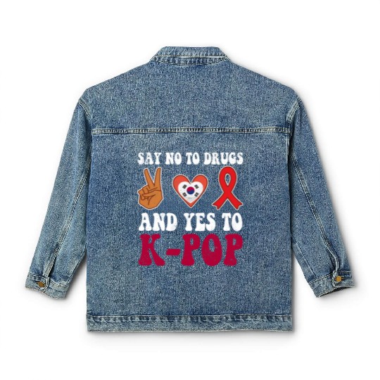 Peace Ribbon Week Awareness Yes K Pop Wear Red Classic Women's Denim Jackets