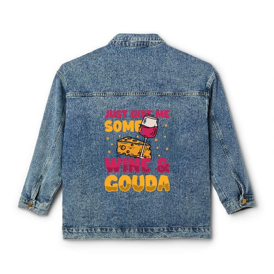 Gouda Cheese Slices charcuterie cheese board Classic Women's Denim Jackets