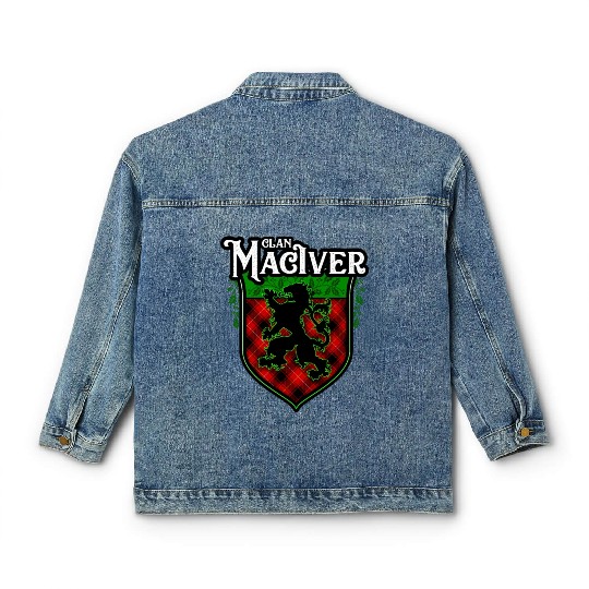 Clan MacIver Scottish Tartan Rampant Lion Celtic Classic Women's Denim Jackets