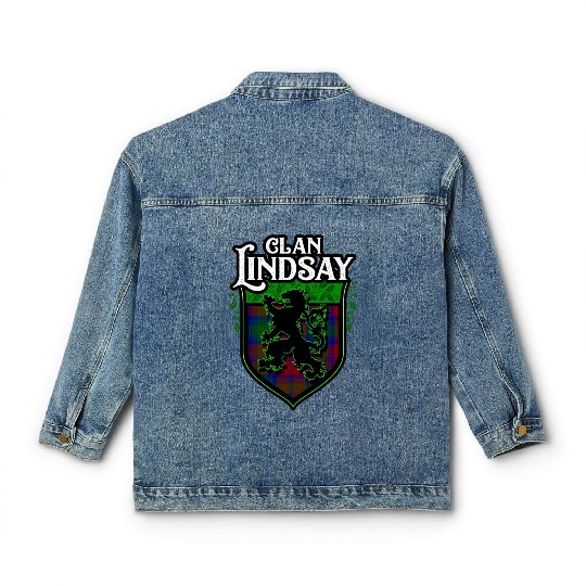 Clan Lindsay Scottish Tartan Rampant Lion Celtic Classic Women's Denim Jackets