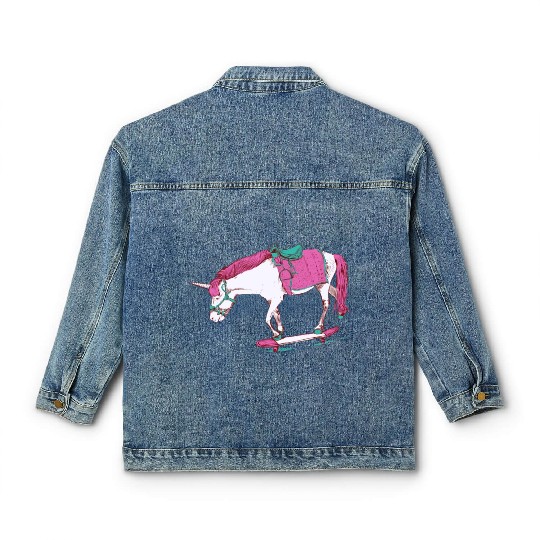 Unicorn on a Skateboard Classic Women's Denim Jackets
