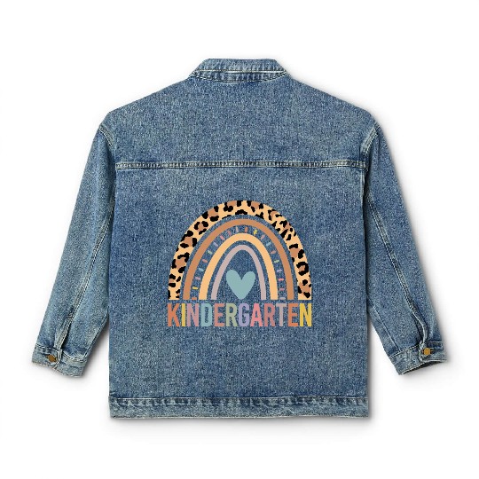 Kindergarten Rainbow Girls Boys Teacher Team Kinde Classic Women's Denim Jackets