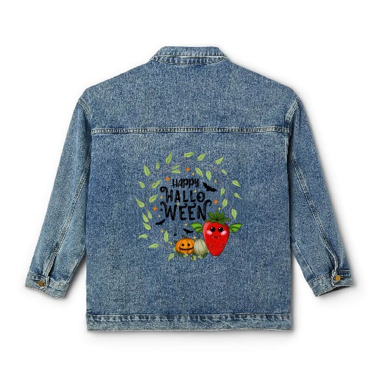 Bat Strawberry - Happy Halloween Classic Women's Denim Jackets