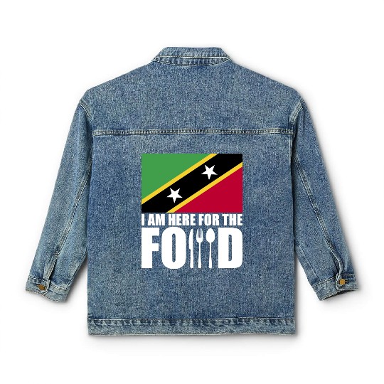 Saint Kitts And Nevis flag souvenir food travel Classic Women's Denim Jackets