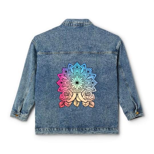 Mandala Rose Art Classic Women's Denim Jackets