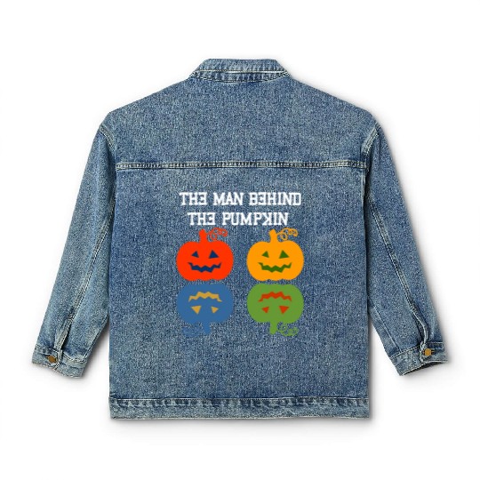 Halloween Pregnancy Man Pumpkin Classic Women's Denim Jackets Funny Part