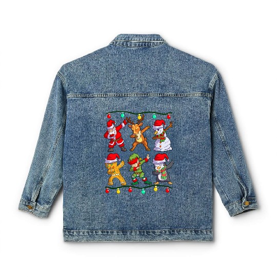 Christmas Dabbing Santa Elf De Friends Xmas Classic Women's Denim Jackets