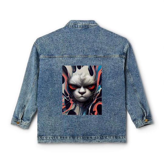 Angry Cat Classic Women's Denim Jackets