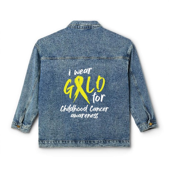 I Wear Gold For Childhood Cancer Awareness Classic Women's Denim Jackets