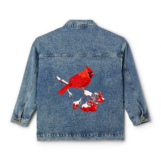 Awesome Red Cardinal Birds Gift Nature Lover Funny Classic Women's Denim Jackets