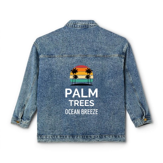 Palm trees ocean breeze Classic Women's Denim Jackets