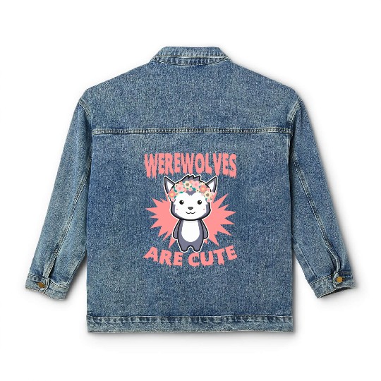 Cute Halloween Werewolf For Trick Or Treat Classic Women's Denim Jackets