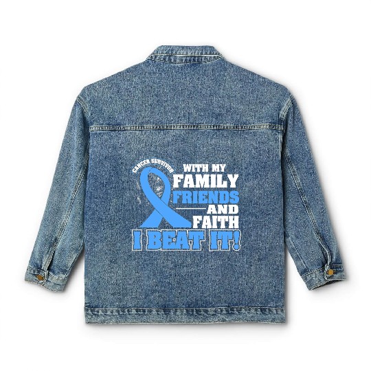 Family Faith I Beat It Prostate Cancer Awareness Classic Women's Denim Jackets