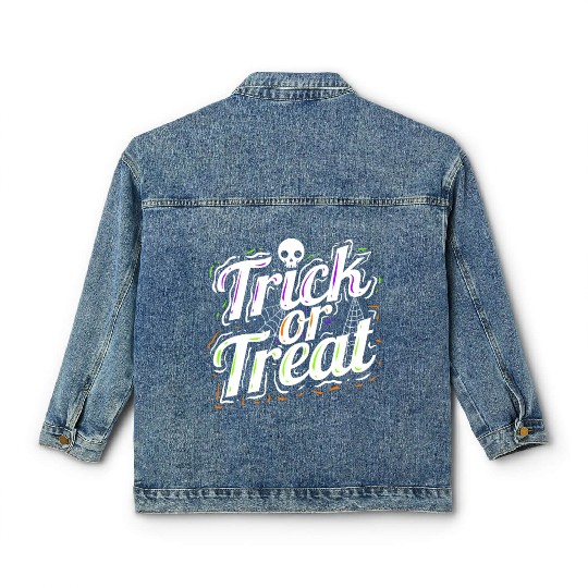 Trick Or Treat Spiderweb Halloween Classic Women's Denim Jackets