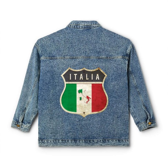 Italy coat of arms flags design Classic Women's Denim Jackets