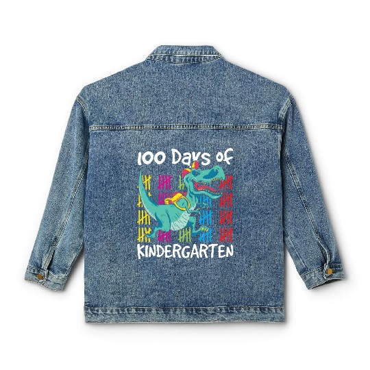 100 Days Of Kindergarten Sweet Cute Sayings Team Classic Women's Denim Jackets