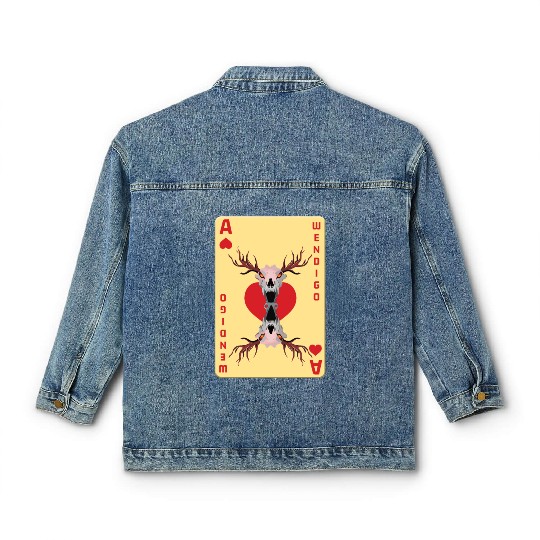 Folk Creature Card Wendigo Halloween Cryptid Classic Women's Denim Jackets