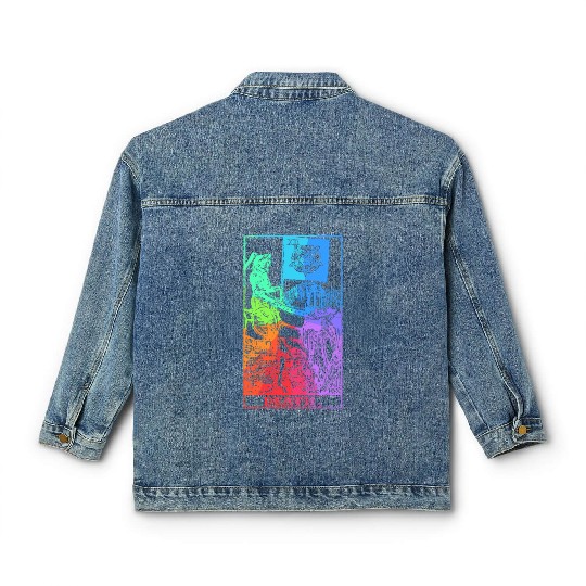 Death Tarot Card Psychic Occult Pagan Witch Rainbo Classic Women's Denim Jackets