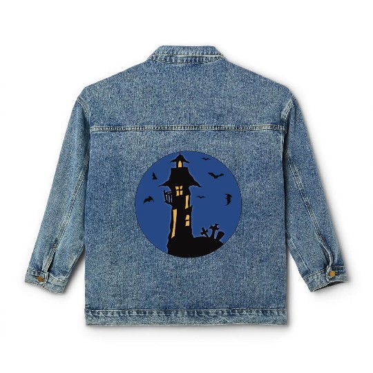 Halloween Haunted House Classic Women's Denim Jackets