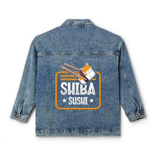 Shiba Sushi Japanese Foodie I Love Sushi Eater Classic Women's Denim Jackets