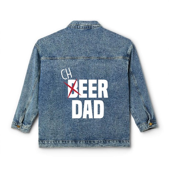 Funny Cheer Dad Cheerleading Dad Beer Classic Women's Denim Jackets