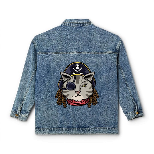 Pirate Cat Cat Mom Gift Classic Women's Denim Jackets