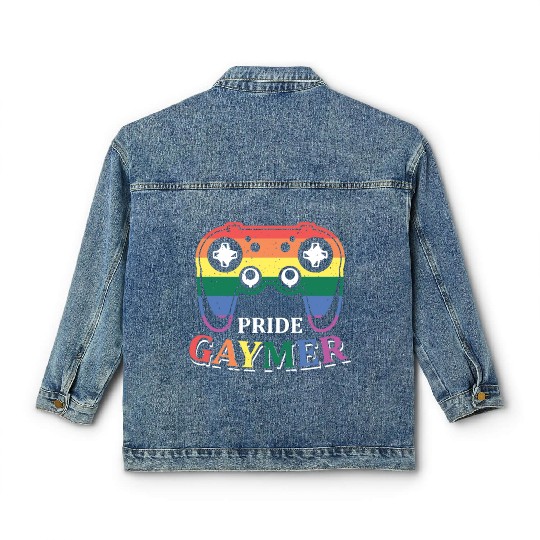 Pride Gaymer LGBT Gay Gamer Rainbow Pride Flag Classic Women's Denim Jackets