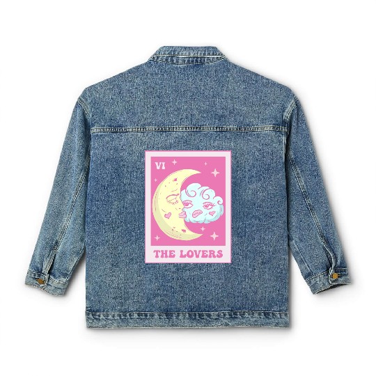 Coquette Aesthetic Pink Tarot Card The Lovers Classic Women's Denim Jackets