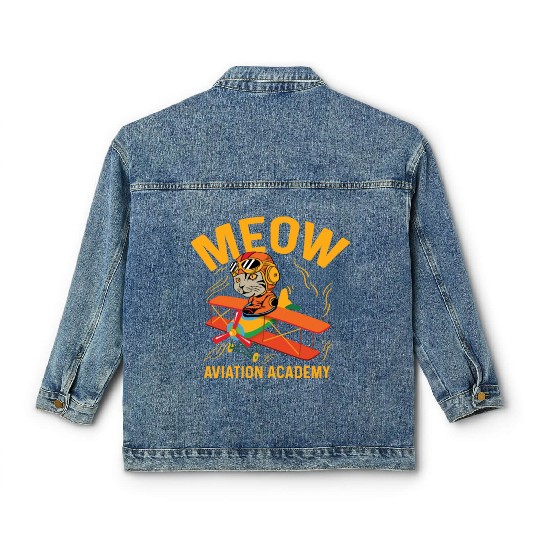 Meow Aviation Academy Co-Pilot Gift Classic Women's Denim Jackets