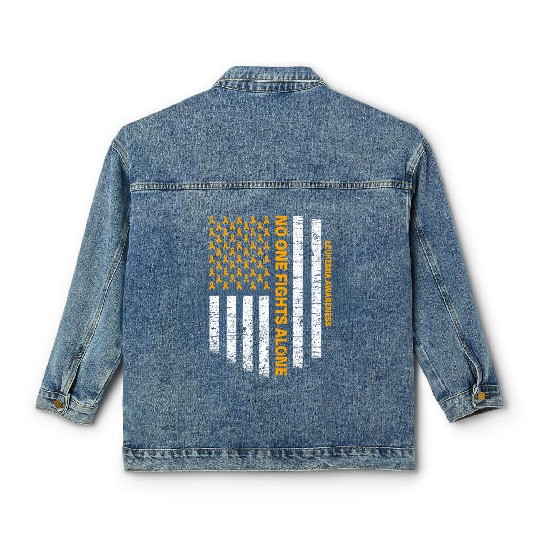 No One Fights Alone Usa Flag Leukemia Awareness Classic Women's Denim Jackets