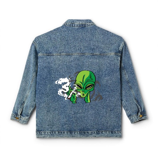 Alien Smoking Gangster Gift Classic Women's Denim Jackets