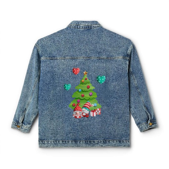 christmas is love, gnomes, christmas tree, love Classic Women's Denim Jackets