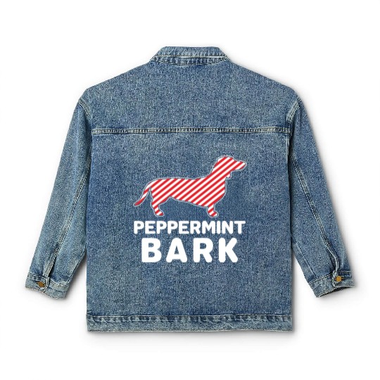 Christmas Dog Peppermint Bark Dachshund Funny Classic Women's Denim Jackets