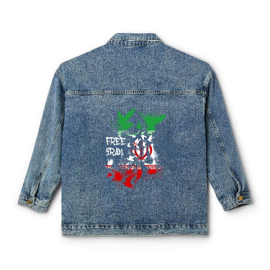 free iran, freedom, iran, no headscarves, flag Classic Women's Denim Jackets