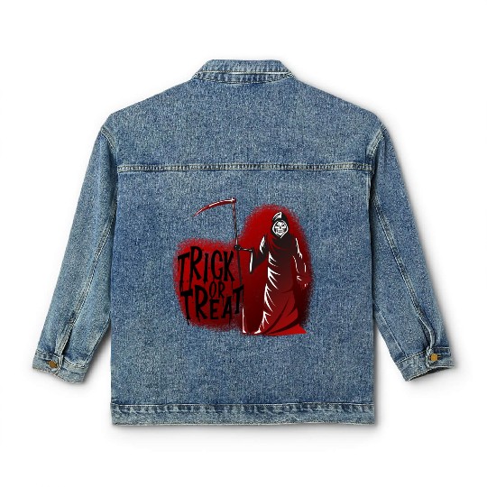 Grim Reaper Trick or Treat Classic Women's Denim Jackets