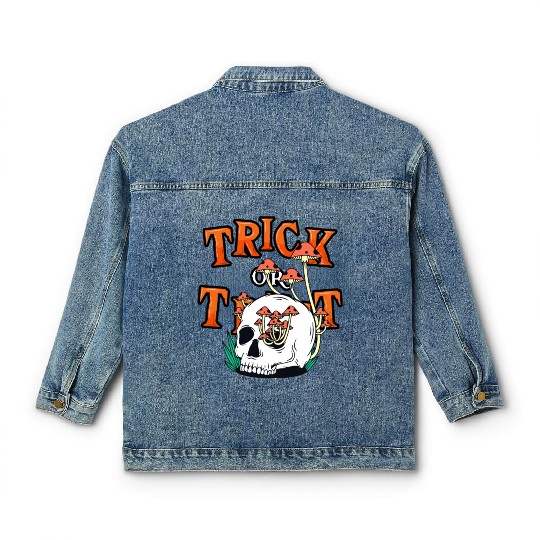 Trick or Treat People With Kindness Skeleton Hallo Classic Women's Denim Jackets