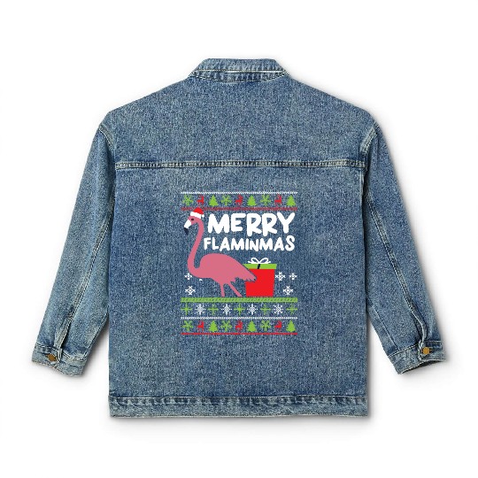 Merry Flaminmas Flamingo Lover Christmas Day Classic Women's Denim Jackets