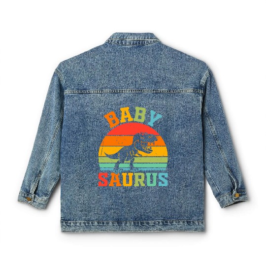 Babysaurus Newborn Baby Dinosaur Baby Saurus Baby Classic Women's Denim Jackets