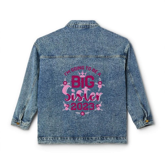 Big Sis 2023 - Big Sister Baby Family Birth Girl Classic Women's Denim Jackets