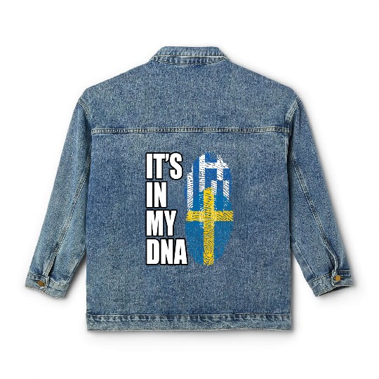 Greek And Swedish Mix Heritage DNA Flag Classic Women's Denim Jackets
