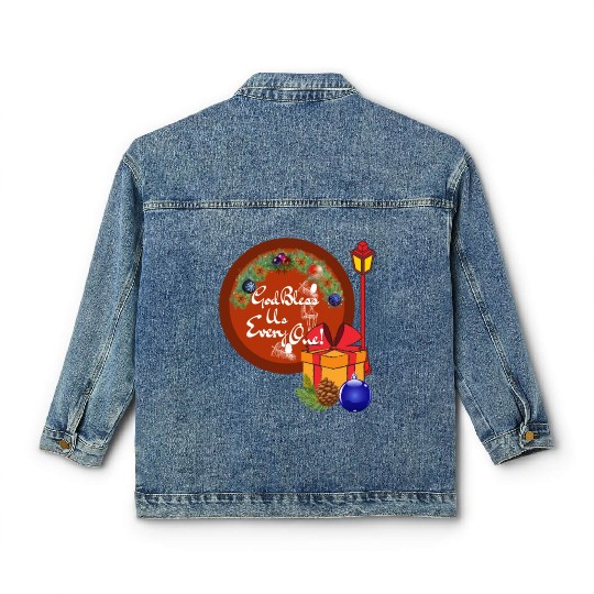Cute A Christmas Carol God Bless Us Everyone Lamp Classic Women's Denim Jackets