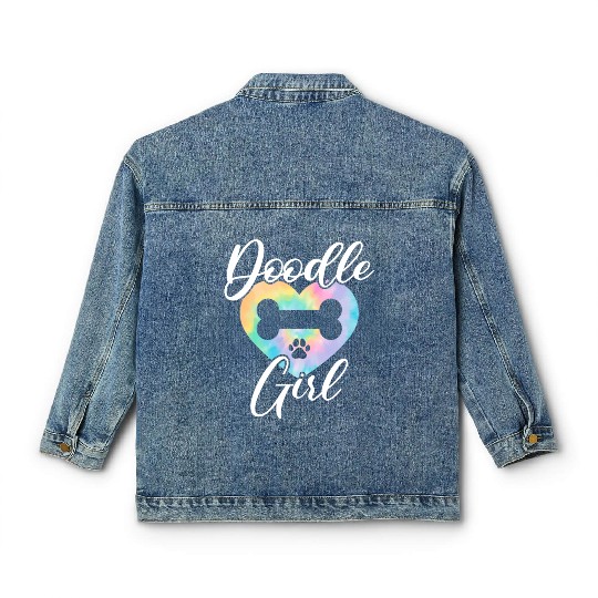 Doodle Girl Goldendoodle Dog Lover Puppy Paw Love Classic Women's Denim Jackets