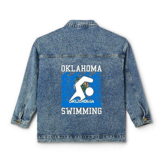 Oklahoma Flag Swimming Team Swim Swimmer US State Classic Women's Denim Jackets