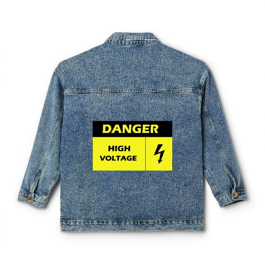 Danger Electrical Hazard Yellow warning Label Classic Women's Denim Jackets