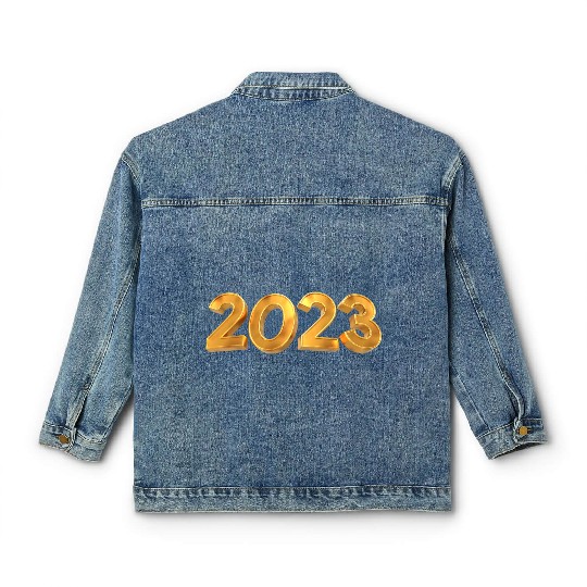 happy new year 2023 gold text with transparent Classic Women's Denim Jackets
